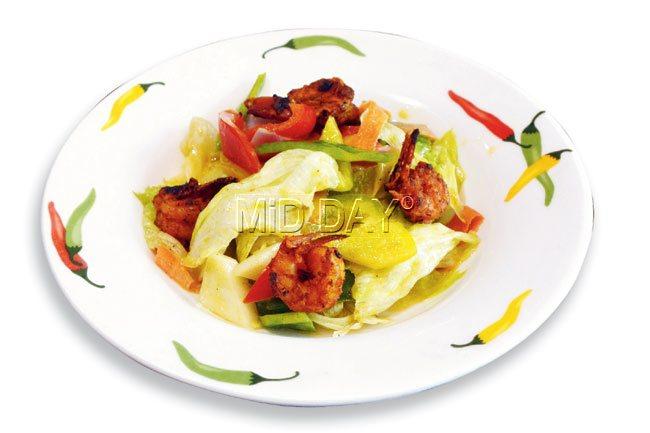 The Achari Jhinga Salad was one of the highlights of our meal. Pics/Pradeep Dhivar