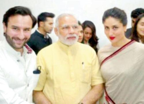 The PM flanked by Saif Ali Khan and Kareena Kapoor