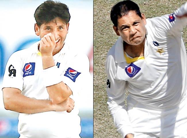 Pak debutant Yasir Shah and Zulfiqar Babar bowls during the fifth day of first Test. Pics/AFP