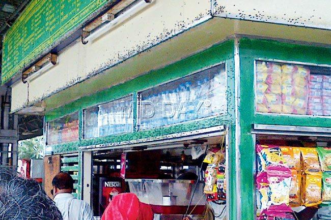 Stalls such as this one at Bandra station swarmed by flies won’t be seen. This is because the WR will also call for bidders to renovate existing stalls. File pic