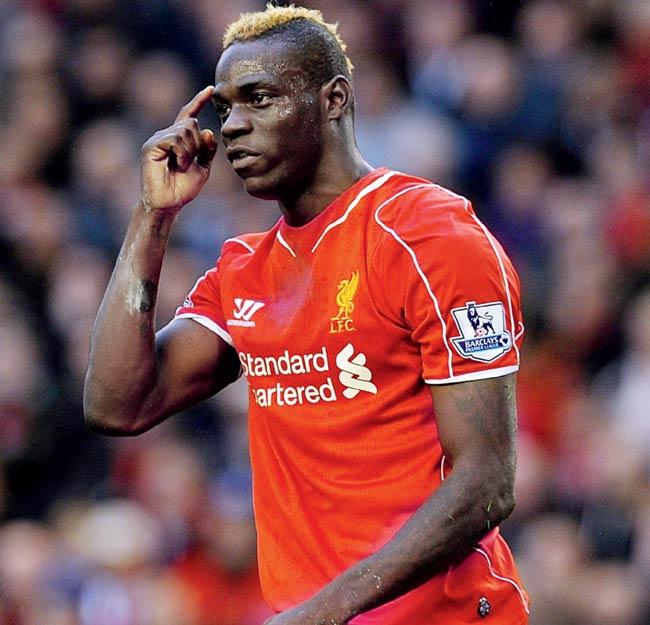 Mario Balotelli reacts during an EPL game at Anfield. PIC/Getty Images 