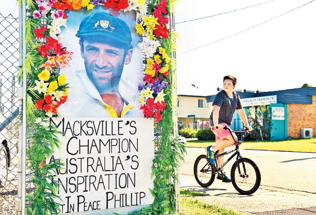 A portrait of Phillip Hughes in his hometown at Macksville