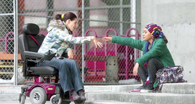 Kalki Koechlin plays a Cerebral Palsy sufferer who refuses to kowtow to her physical impairment