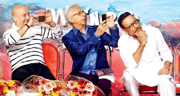 (L-R): Anupam Kher, Naseeruddin Shah and Jackie Shroff 