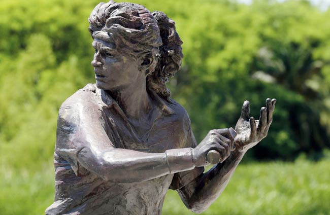 The racquet-less statue of Gabriela Sabatini. Pic/AFP