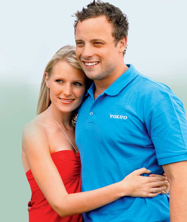 South African paralympic runner Oscar Pistorius with his then girlfriend Jenna Edkins on December 2, 2008.  Pistorius later fell in love with Reeva Steenkamp, who he shot on February 13, 2013. Pics/Getty Images 