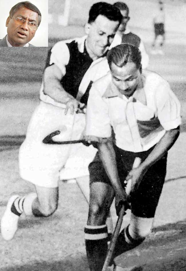 Dhyan Chand during the 1930s. (Inset) Ashok Kumar