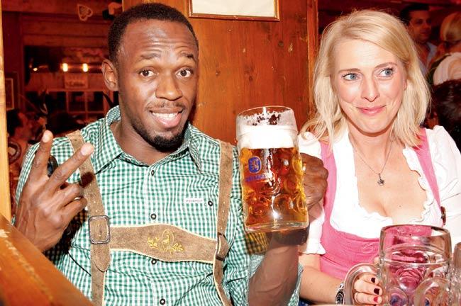 Olympic and world champion Usain Bolt during Oktoberfest in Munich on Friday. Pics/Getty Images