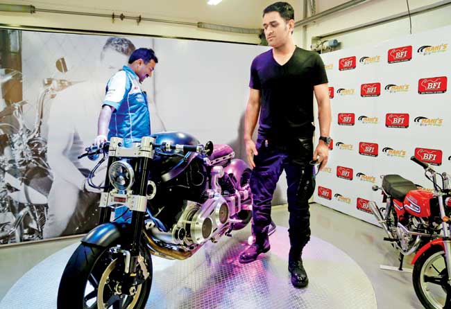 MS Dhoni at the Bike Festival of India yesterday