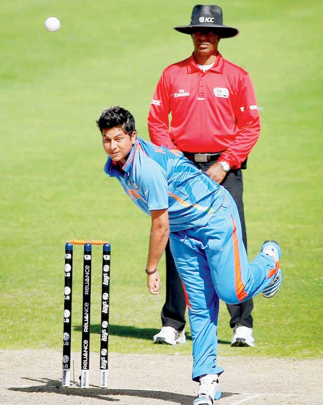 Kuldeep Yadav bowls against Scotland during the U-19 World Cup in Dubai earlier this year. Pic/Getty Images