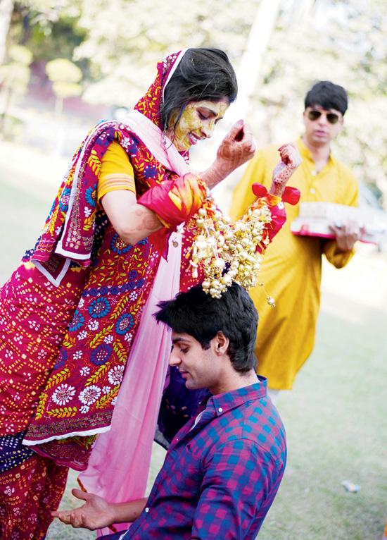 At a pre-wedding ritual with Karan Wahi 