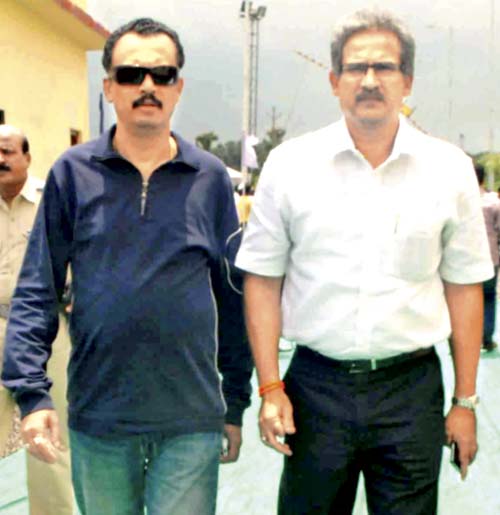 Rajya Sabha MP Anil Desai (in white), who met BJP leaders with senior leader Subhash Desai, said the Shiv Sena is hopeful that a decision mutually benefitting both parties would be taken. File pics