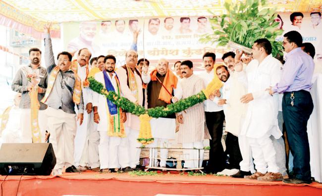 BJP’s national president Amit Shah campaigned for party candidate Yogesh Tilekar in Hadapsar