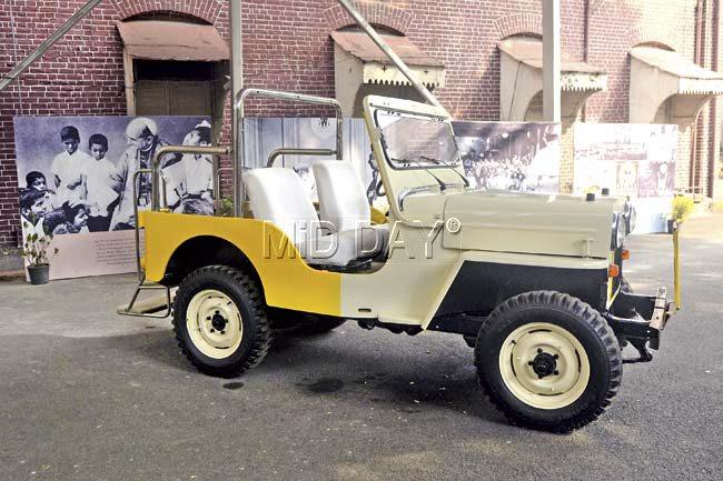 The jeep was specially made by the company for Pope Paul VI’s visit to Mumbai. It stands at St Joseph’s Convent School in Bandra (W) for the exhibition. Pics/Pradeep Dhivar
