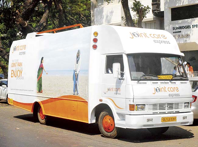 The Joint Care Express at Juhu from where it was flagged off in the city on Monday