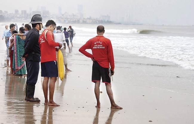Lifeguards at Juhu Beach. Picture for representational purposes