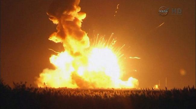 Unmanned spacecraft exploding