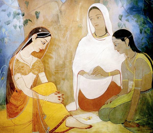 The artist Fyzee Rahamin changed his painting style from “Western” to Indian. The artwork is titled, Mahmooda Begum. Present location is not known. 