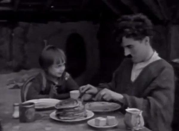 Charlie Chaplin and Jackie Coogan (L) in a still from 