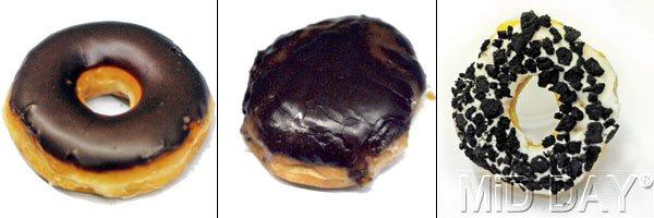 The Kookie Crunch, Chocolate Iced Custard and Chocolate Iced glazed doughnuts. Pics/ Satyajit Desai
