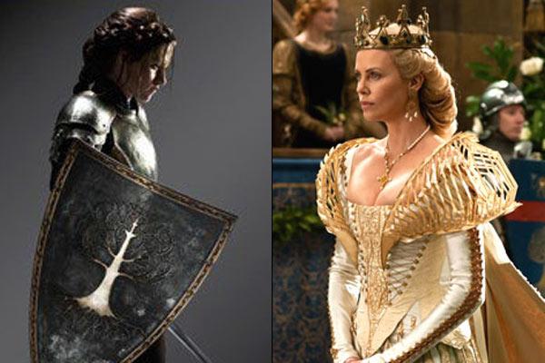 Kristen Stewart as Snow White and Charlize Theron as the Evil Queen in 