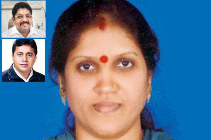 Shiv Sena corporator Sandhya Yadav; (inset) Sandhya’s husband and BJP’s MLA candidate, Sunil Yadav; Shiv Sena’s MLA candidate Ramesh Latke