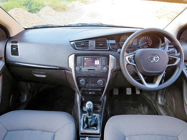 The dashboard is identical to the Zest sedan, except for the black-only trim.