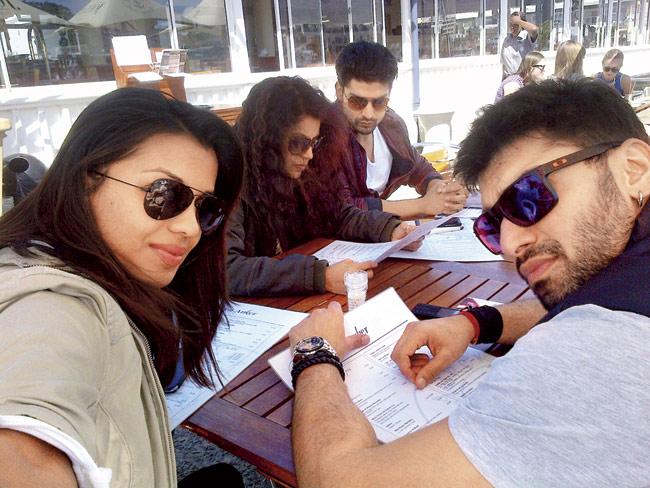 From left: Mughda Godse, Debina Bonnerjee, Gurmeet Chaudhary and Nikitin Dheer in Cape Town, South Africa, during the shoot of 