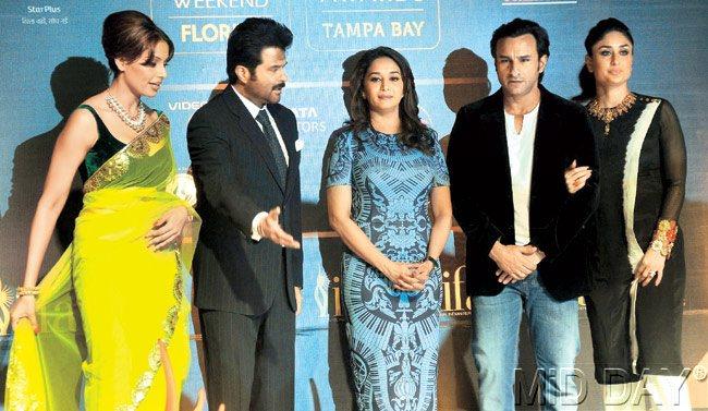 From left: Bipasha Basu, Anil Kapoor, Madhuri Dixit, Saif Ali Khan and Kareena Kapoor