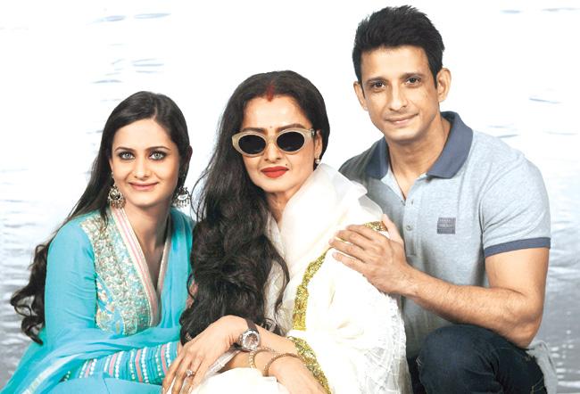 From left: Shweta Kumar, Rekha and Sharman Joshi feature in the film, Super Nani