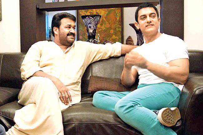 Mohanlal (left) and Aamir Khan