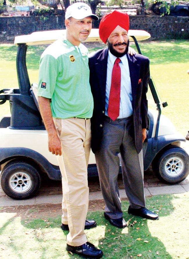 Milkha Singh poses with his son Jeev Milkha