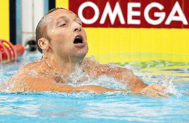 Ian Thorpe after a race during the 2011 FINA World Cup. Pic/Getty Images
