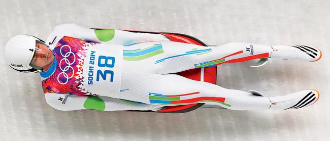 Shiva Keshavan during the first heat of  Luge Singles on Saturday. Pic/Getty Images