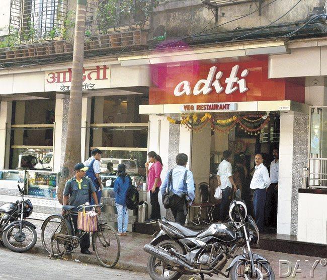 Aditi restaurant near MiD DAY’s Parel office. Pic/Datta Kumbhar