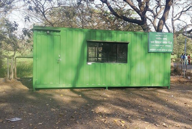The container cabin, located at unit V near Aarey Market, next to the Aarey Road, is currently being used by the TFD team as a makeshift accommodation