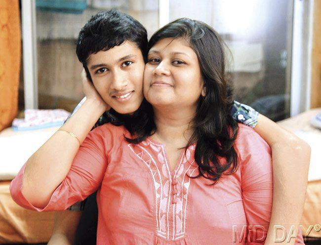 Earlier this week, David Mathew appeared for his HSC examination. His mother, Shiny, will give her Class 12 board exams next month. Pic/ Nimesh Dave