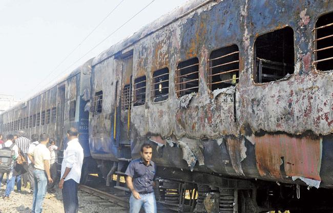 Three coaches suffered the worst damage when fire engulfed the Mumbai-Dehradun Express. File pic