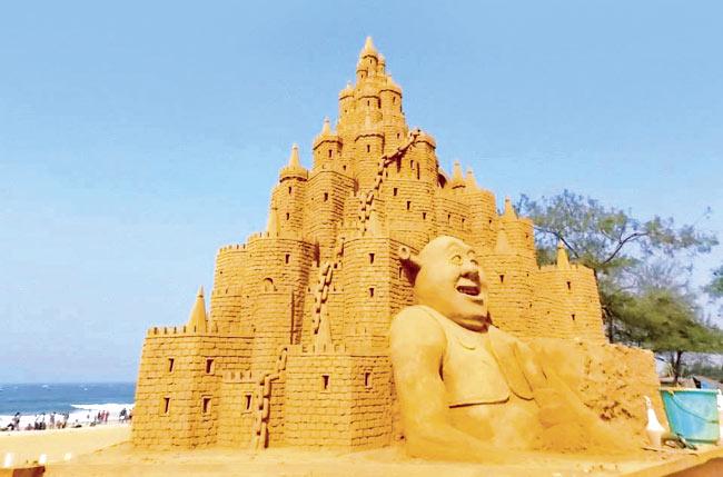 The organisation Sand Cult has tied up with Goa Tourism and internationally known sand sculptor Simon Smith, to create this 20-foot-tall sand castle on Calangute beach in Goa