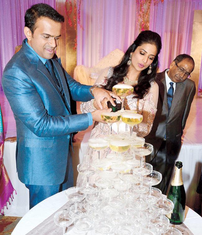 Bridal couple Siddharth Kannan (left) and Neha Agarwal