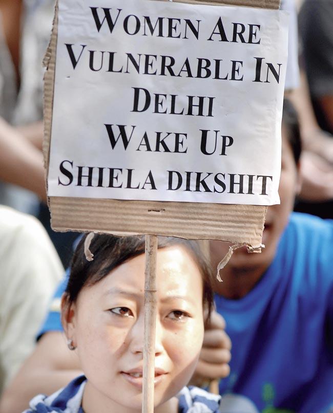 Naga Students Unions protest against the racial and sexual molestation problems faced by North-East students, at Jantar Mantar, in New Delhi. Pic/Imtiyaz Khan