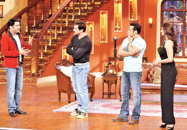 Kapil Sharma, Sohail Khan, Salman Khan and Daisy Shah on the sets of Comedy Nights with Kapil 