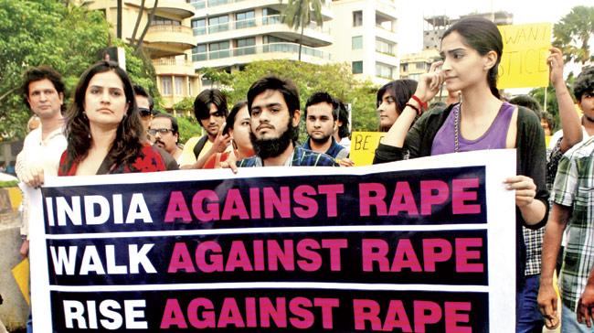 Residents protest the gang rape of the photojournalist at Shakti Mills last year. Security of women came under the scanner after a woman was gang-raped in Delhi and another was gang-raped in the heart of the city. File pic