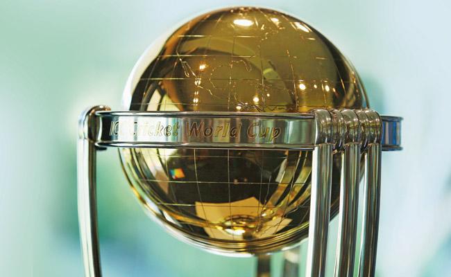 The icc World Cup trophy which the cricket world will fight for in Australia and New Zealand next year. Pic/Getty Images