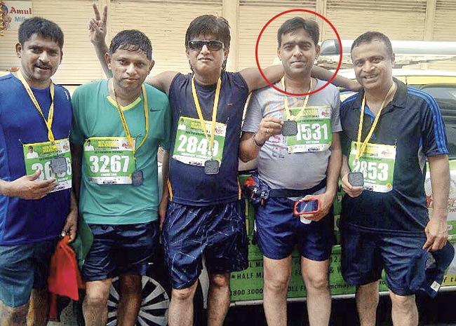 Banker Amit Kasat (circled) after completing an earlier marathon