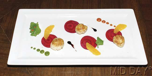 Beetroot Carpaccio by Chef Rajeev Arora, Levo Restaurant and Lounge. Pic/Amit Jadhav