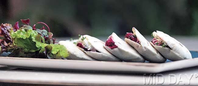 Beetroot Keftedes an appetiser designed on the lines of Lebanese falafel, with hints of beetroot and feta cheese. Beet is a versatile ingredient which has been an underdog for a while now. But chefs have finally realised how it can swing the way they want. Pic/Bipin Kokate