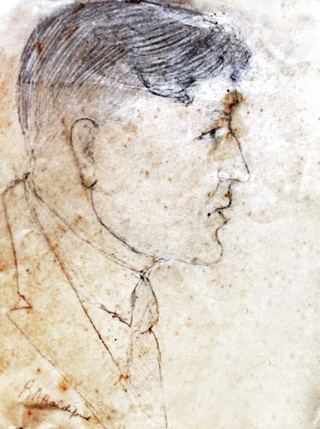 A sketch of Godse made by Balchandra Haldipur, an inspector working on the case in 1948