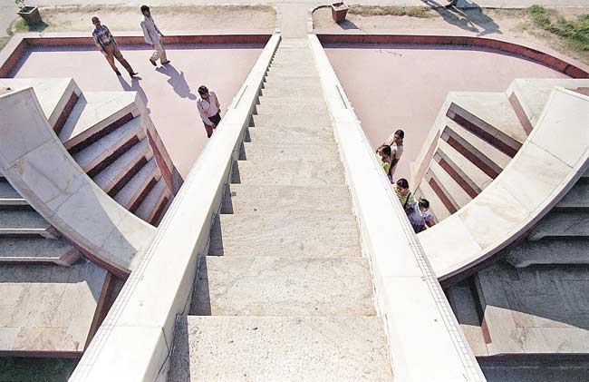 A giant sundial at the Jantar Mantar observatory. pic/afp