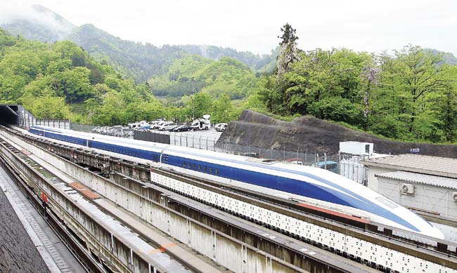Test run of a magnetically levitated (Maglev) train in Tsuru, Japan. File pic/Getty Images